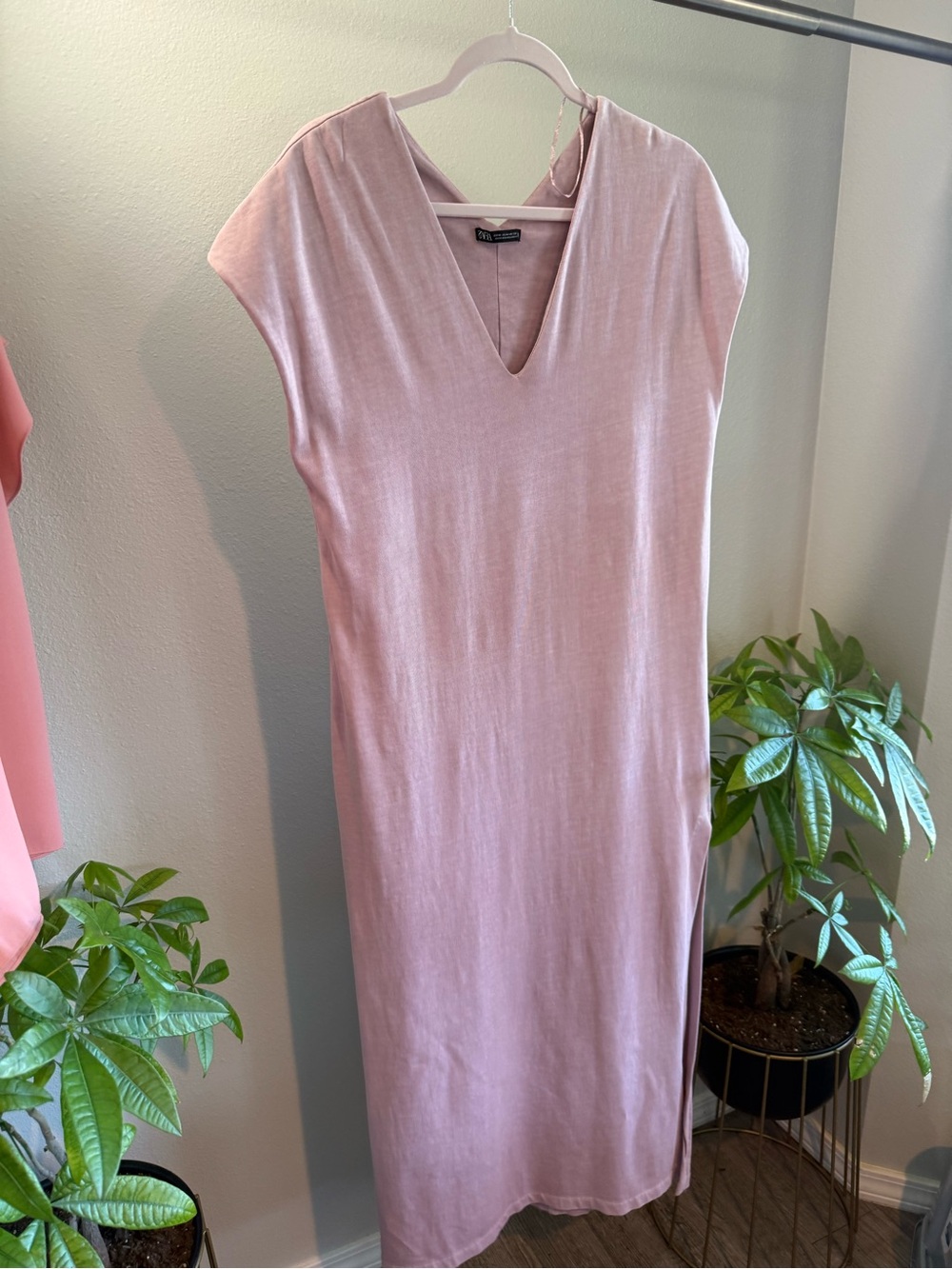 ZARA Blush Pink Midi Dress – Size M